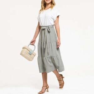 August Sky T shirt Twofer Midi Dress